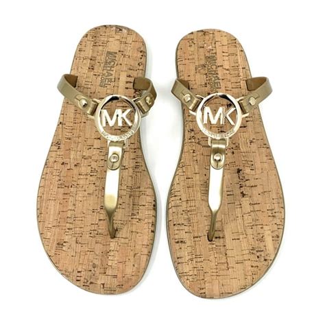 michael kors gold cork sandals|michael kors ladies gold sandals.